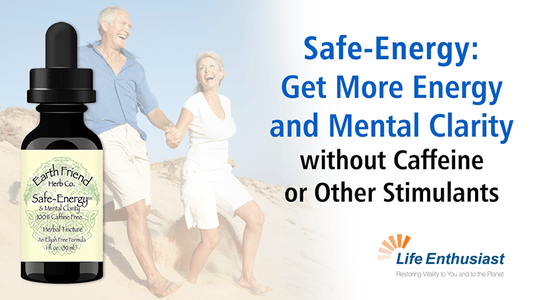 Safe-Energy product bottle promoting natural energy and mental clarity without caffeine or stimulants