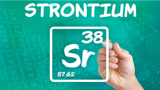 Strontium as Trace Mineral with hand drawing chemical symbol and atomic number on a colorful background.