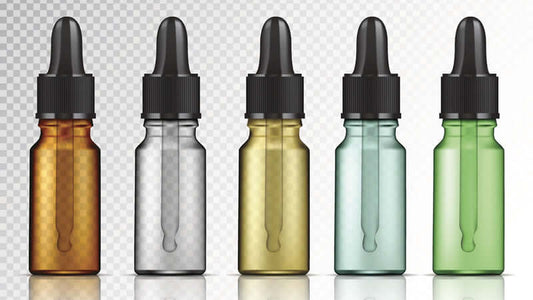 Essential Oils Introduction - an assortment of essential oil dropper bottles in various colors.
