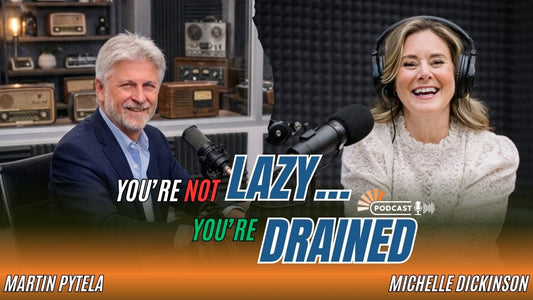 Podcast 538: The Burnout Epidemic episode featuring Martin Pytela and Michelle Dickinson discussing energy and joy.