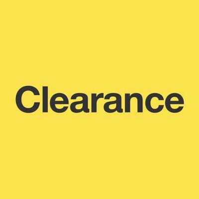 Clearance sign on a bright yellow background highlighting discounts on wellness products.