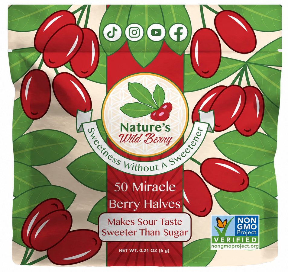Nature's Wild Berry packaging featuring Ledidi Berries for Sugar Free Sweetness, transforming sour flavors into sweetness.