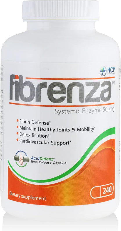 Fibrenza dietary supplement bottle with white background