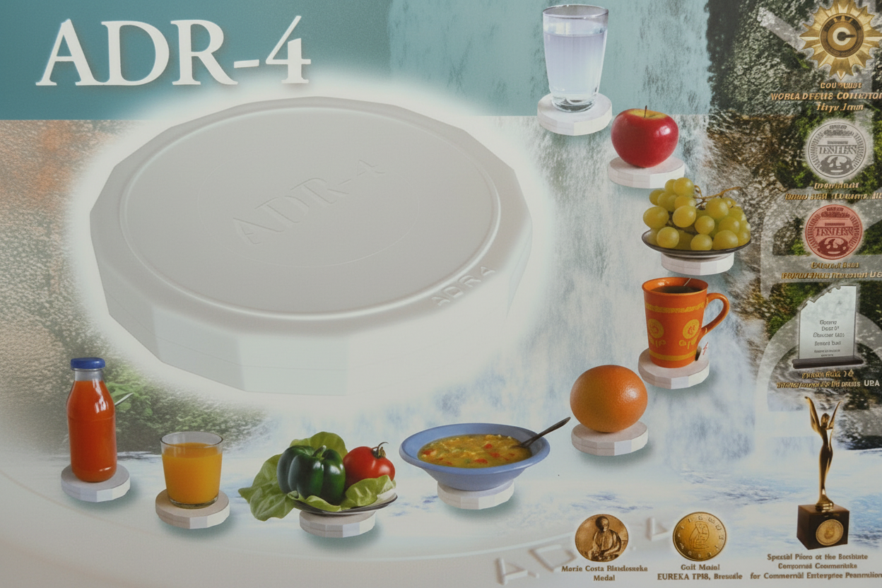 box of ADR Systems ADR-4 Food and Beverage Harmonizer disk showing many foods and beverages on disks