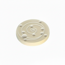round ceramic ivory colored disk with circular pattern and dots, ADR Systems ADR-3 Geopathic Solutions on white background