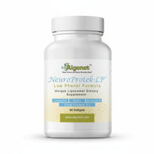 Supplement bottle labeled 'NeuroProtek-LP' by Alganot on a white background
