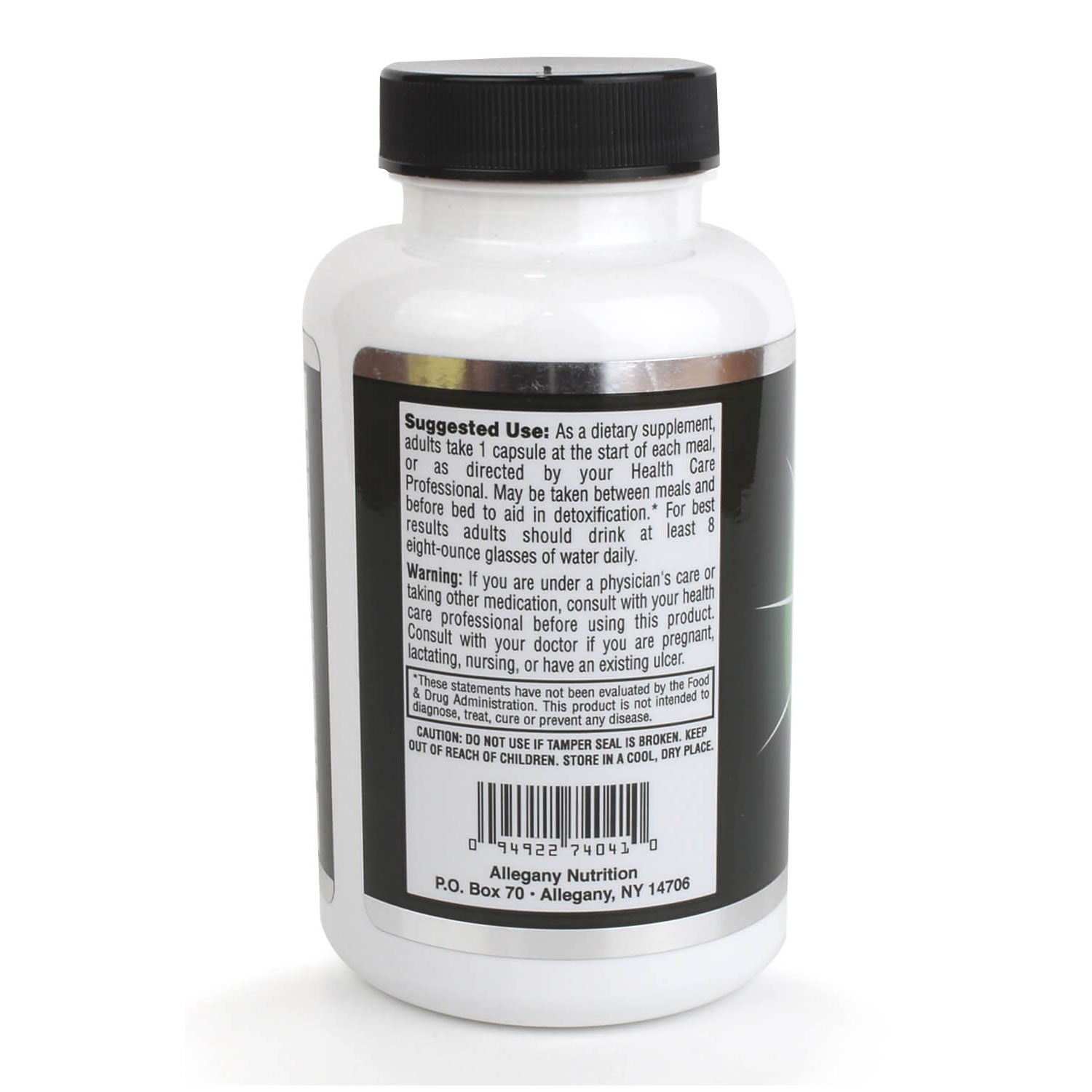 Supplement bottle showing Suggested Use on a white background
