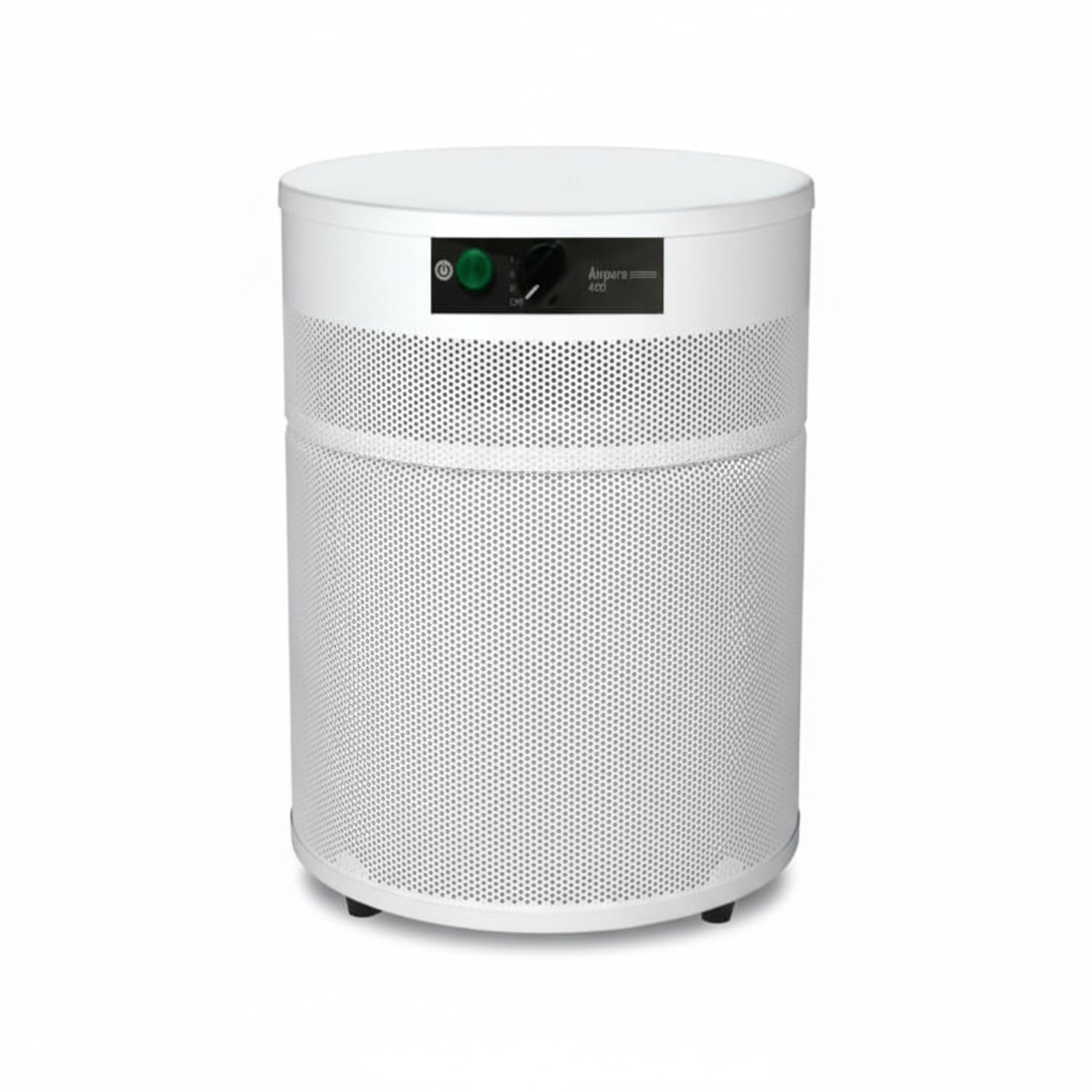white air purifier shaped like a cylinder with black wheels, Airpura R400 Air Purifier on white background