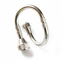 Metallic U-shaped tool with a cylindrical end on a white background