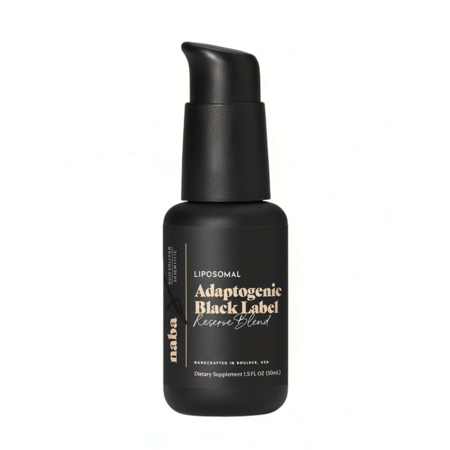 Adaptogenic Black Label Hormone Balance Supplement bottle with black label and pump dispenser