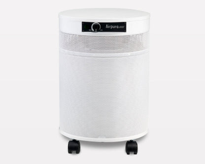 White air purifier with 'Airpura' branding on a white background