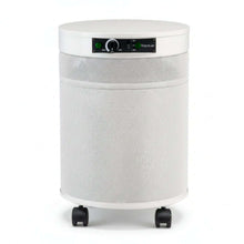 white air purifier shaped like a cylinder with black wheels, Airpura P600 - Germs, Mold and Chemicals Reduction Air Purifier on white background