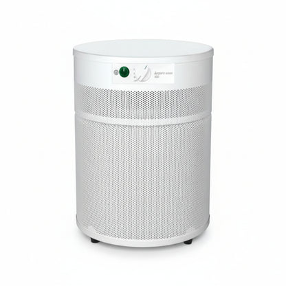 white air purifier shaped like a cylinder with black wheels, Airpura V400 Air Purifier on white background