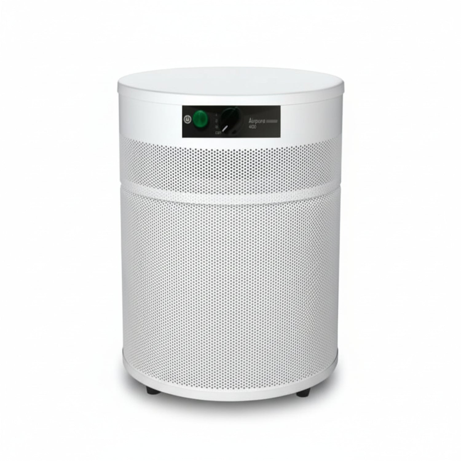 white air purifier shaped like a cylinder with black wheels, Airpura V400 Air Purifier on white background