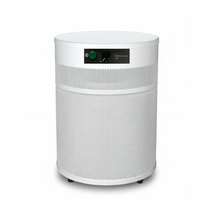 white air purifier shaped like a cylinder with black wheels, Airpura V400 Air Purifier on white background