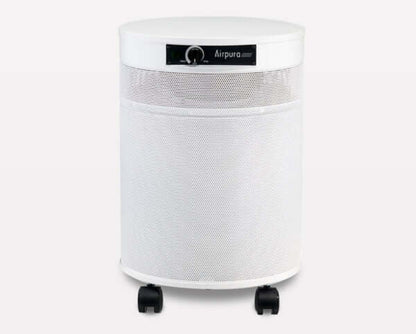 White air purifier with 'Airpura' branding on a white background