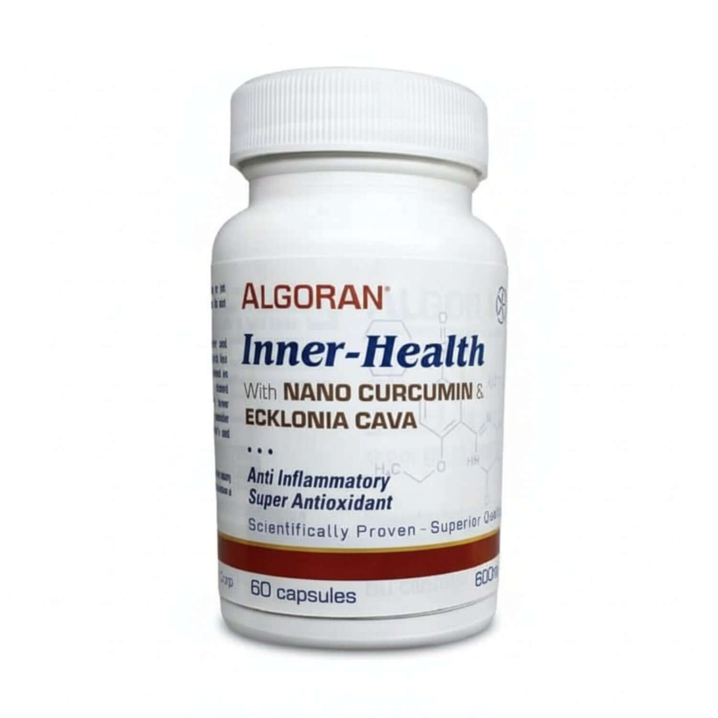 Algoran Inner-Health with Nano Curcumin and Ecklonia Cava capsules for anti-inflammatory support.