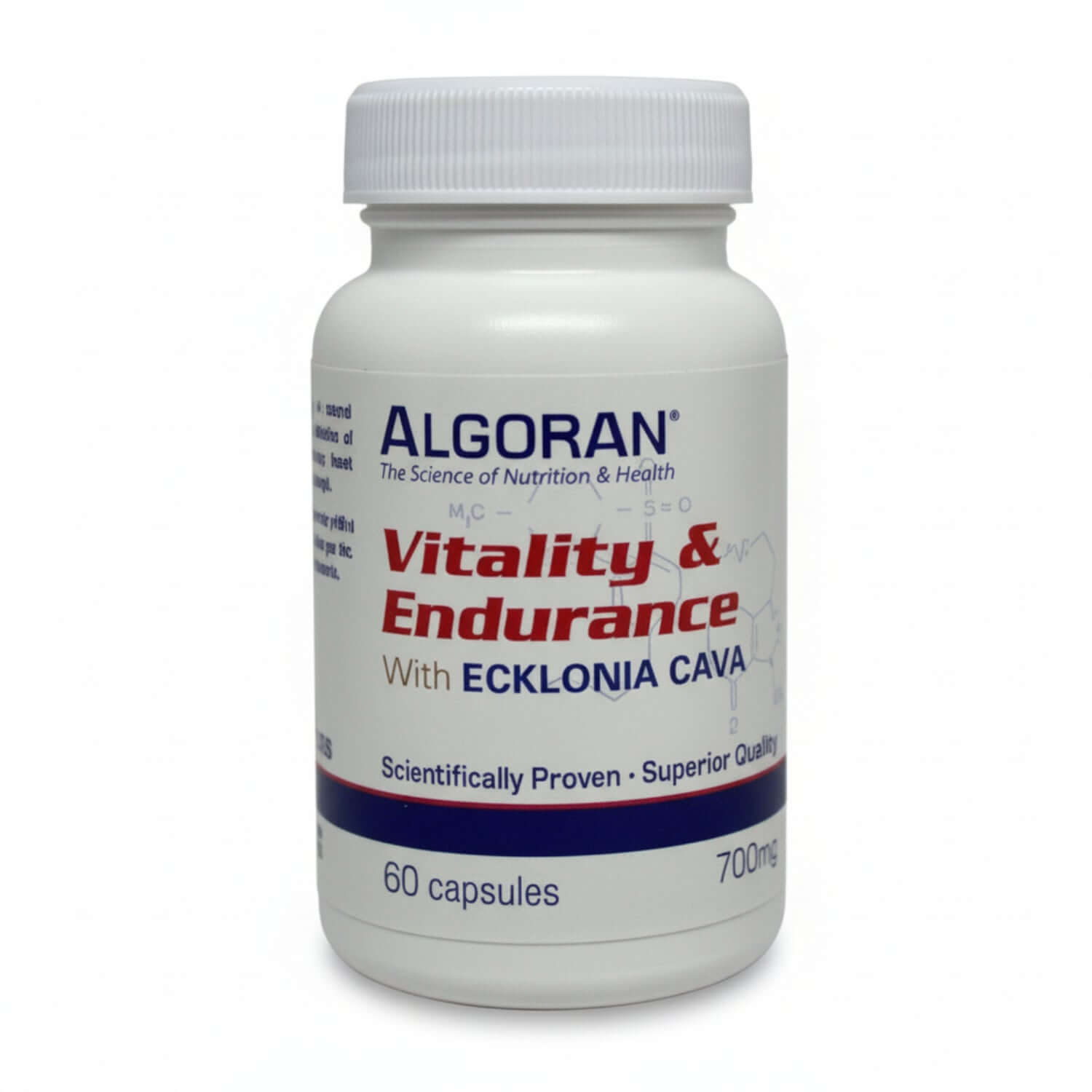 Algoran Vitality and Endurance bottle with 60 capsules, a natural athletic performance booster.