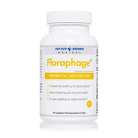 Floraphage - Bacteriophage Prebiotic dietary supplement bottle with 90 capsules for digestive health.