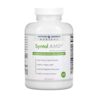 Syntol AMD Dietary Supplement bottle showcasing Advanced Probiotic Prebiotic and Enzyme Blend for digestive health.