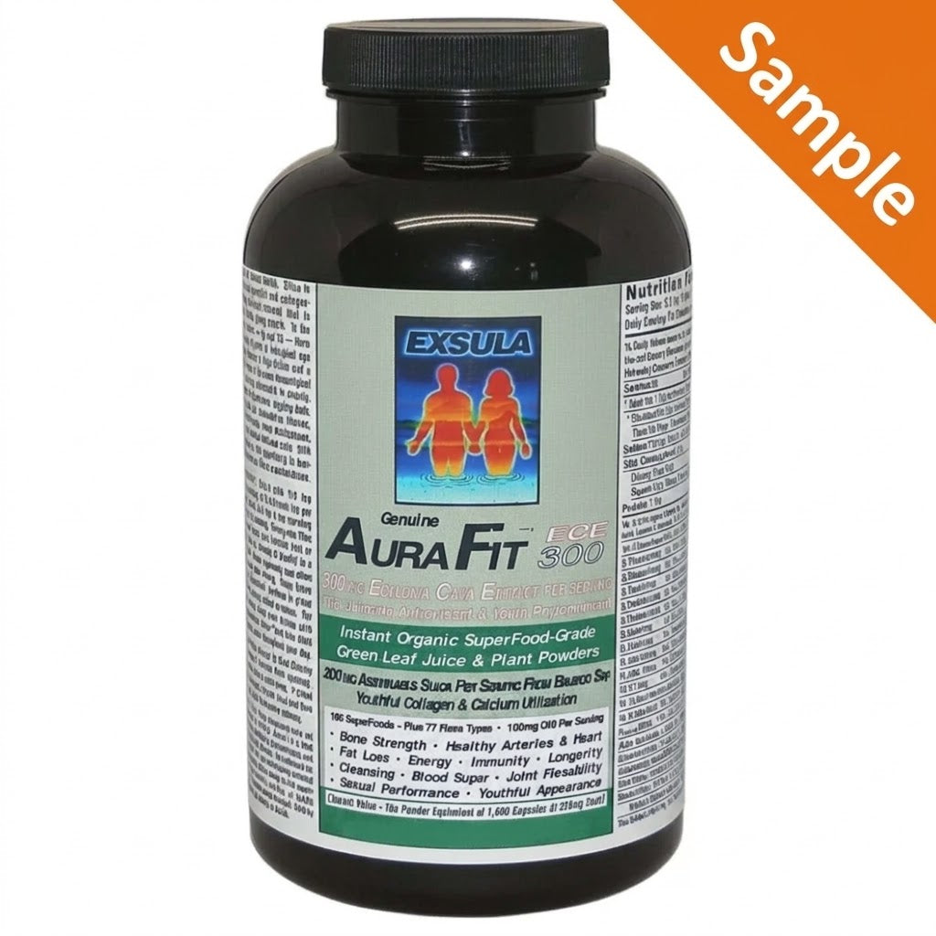 AuraFit Superfood for Endurance bottle with nutritional information and benefits highlighted.