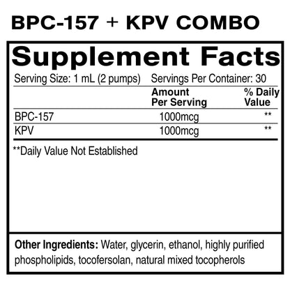 BPC-157 + KPV Combo Supplement Facts for Gut Barrier Support