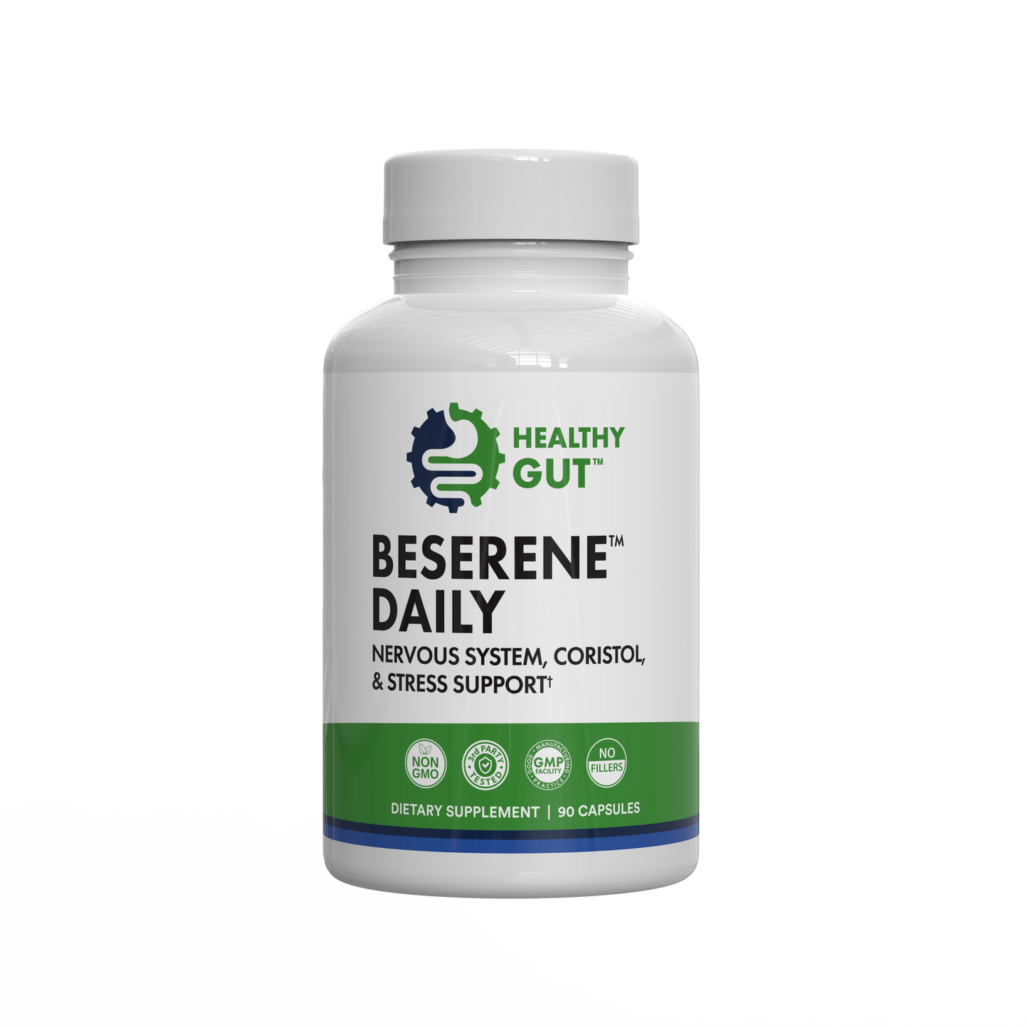 BeSerene Daily - Adaptogenic Stress Relief supplement bottle for nervous system and stress support