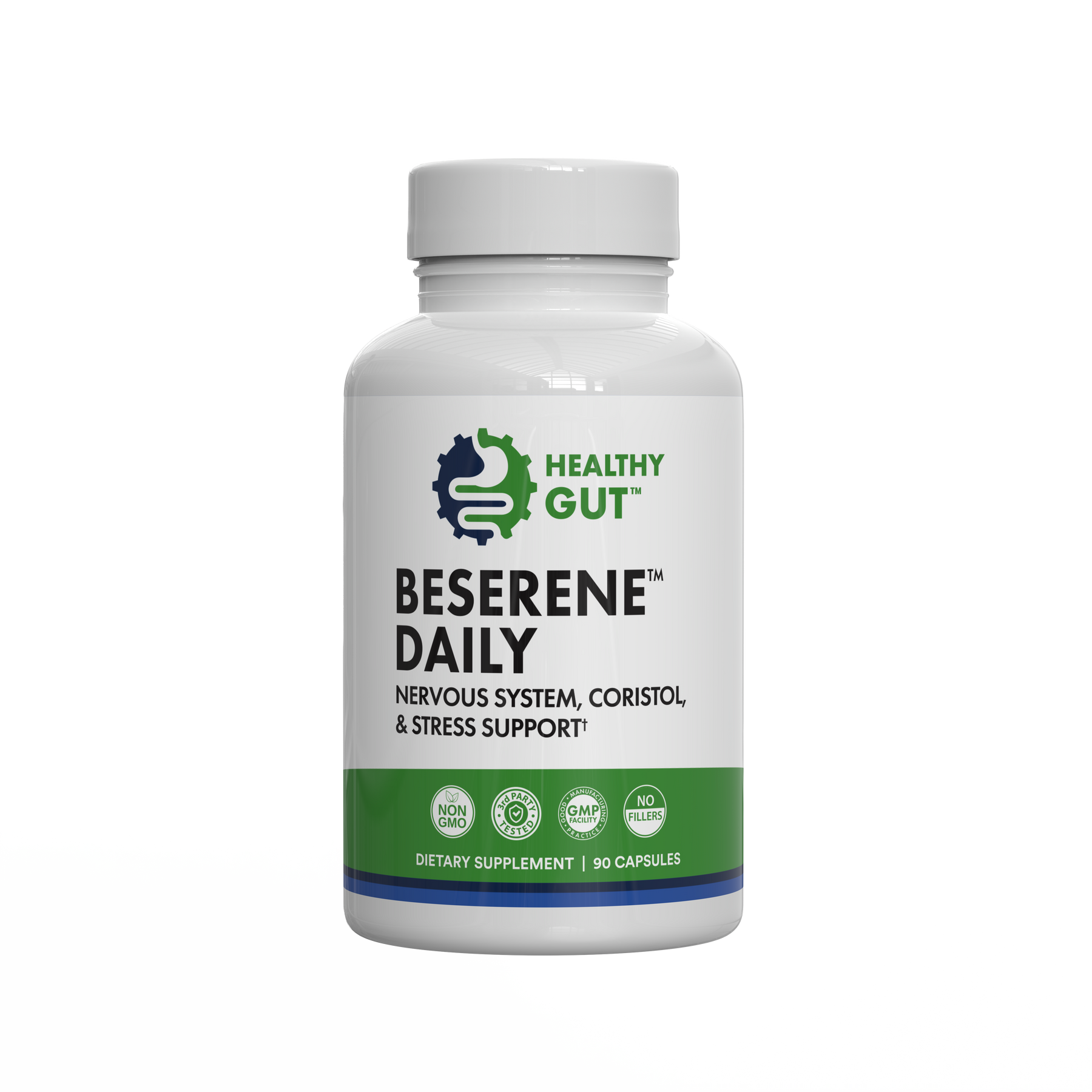 BeSerene Daily - Adaptogenic Stress Relief supplement bottle for nervous system and stress support