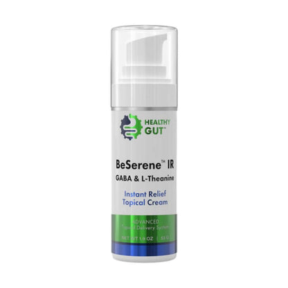 BeSerene IR - Transdermal GABA Cream for Stress Relief in a topical cream pump bottle by Healthy Gut.