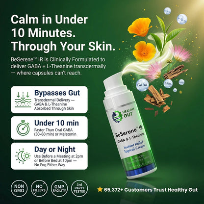 BeSerene IR - Transdermal GABA Cream for Stress Relief, calming relief through the skin in under 10 minutes.