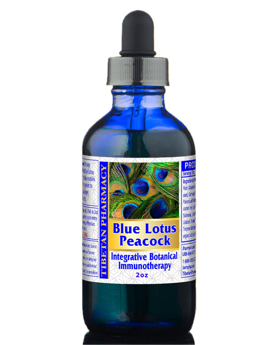 Blue Lotus Peacock bottle - Maintain Digestive and Immune Balance, integrative botanical therapy 2oz