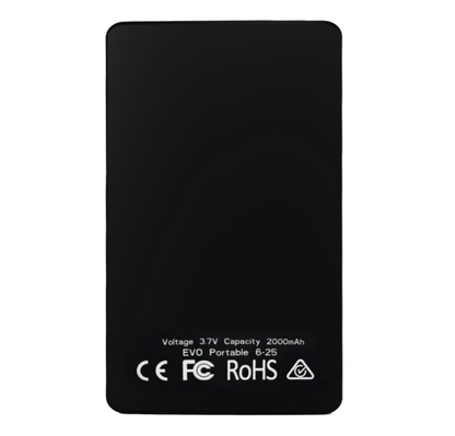 Black portable EVO pack with specifications on a white background