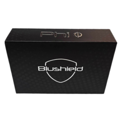 Black Blushield box with logo on a white background