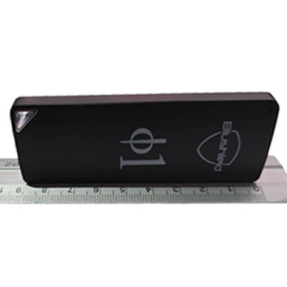 Blushield Phi Φ1 Portable device with symbols and logo on a white background