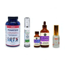 Five products, Exsula Powrtein, GaiaThera Intense C60, GT Life Crystal Activator, GT Life Crystal ATP Energy, Nano Soma