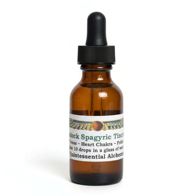 dark brown dropper bottle with black rubber top, Burdock Spagyric Tincture, Heart Chakra, Quintessential Alchemy
