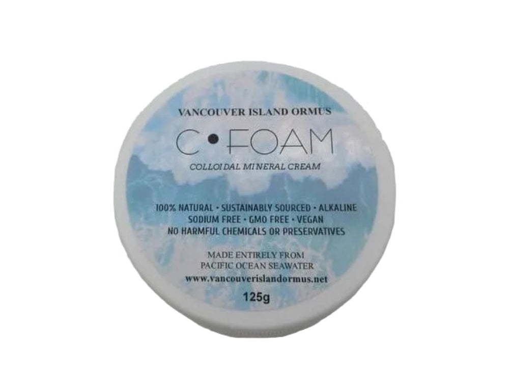 C-FOAM colloidal mineral cream container with blue label on a white background