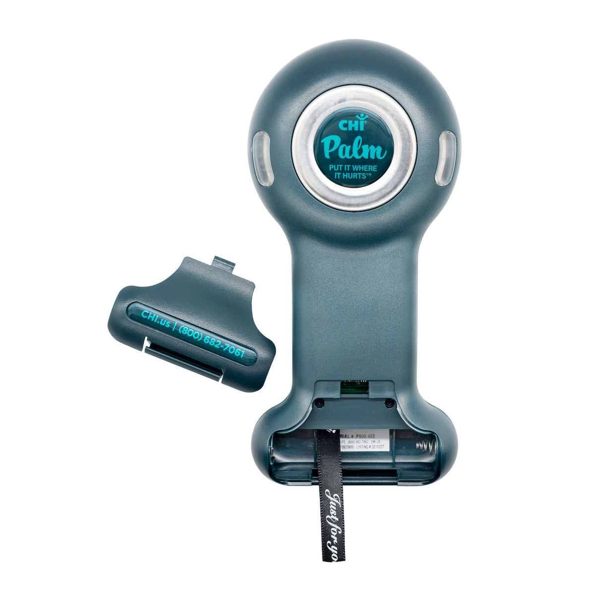 Chi Palm Infratonic Electrotherapy handheld device for pain relief and relaxation.