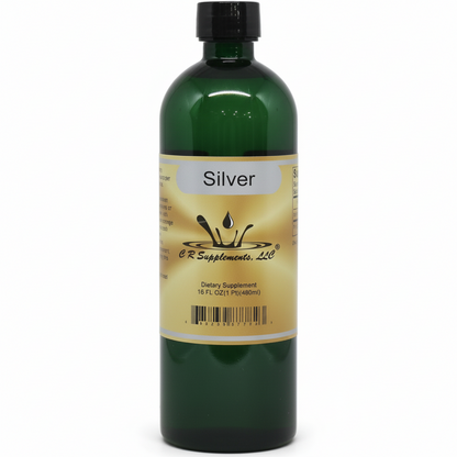 Green bottle of Silver with a yellow label on a white background