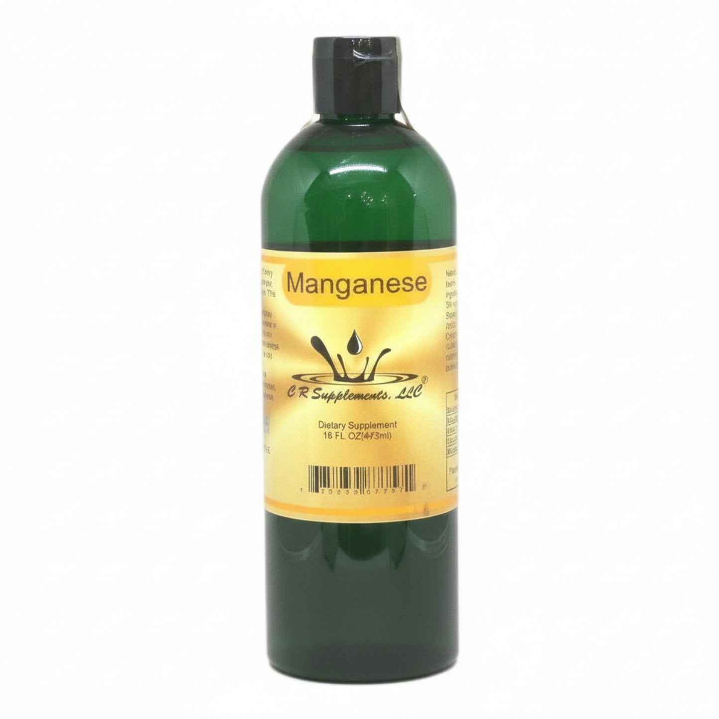 Bottle of Manganese 16oz supplement with a yellow label on a white background