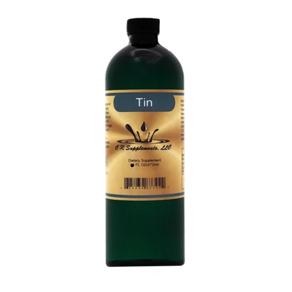 Bottle of dietary supplement labeled 'Tin' on a white background