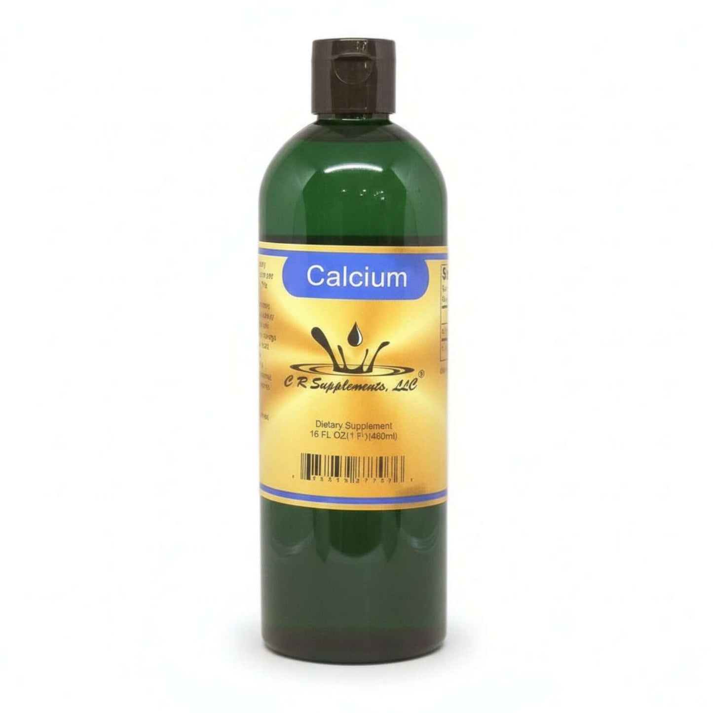 Calcium Liquid Ionic Mineral supplement bottle for bone and heart support from CR Supplements.