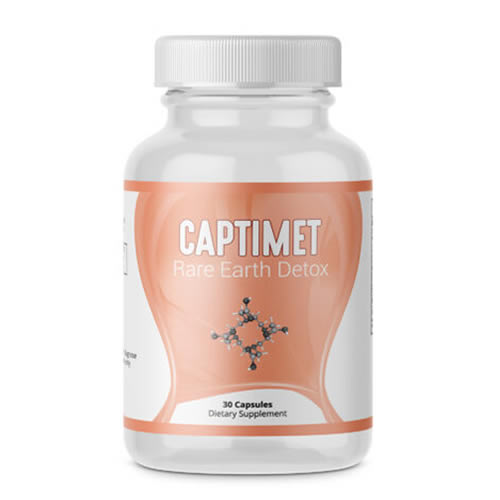 Captimet dietary supplement bottle for Helps Detox from MRI Contrast Agents, featuring 90 capsules for detox support.