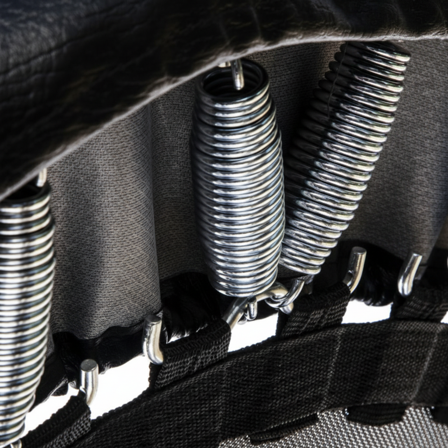 Close-up of a spring mechanism of the rebounder underside