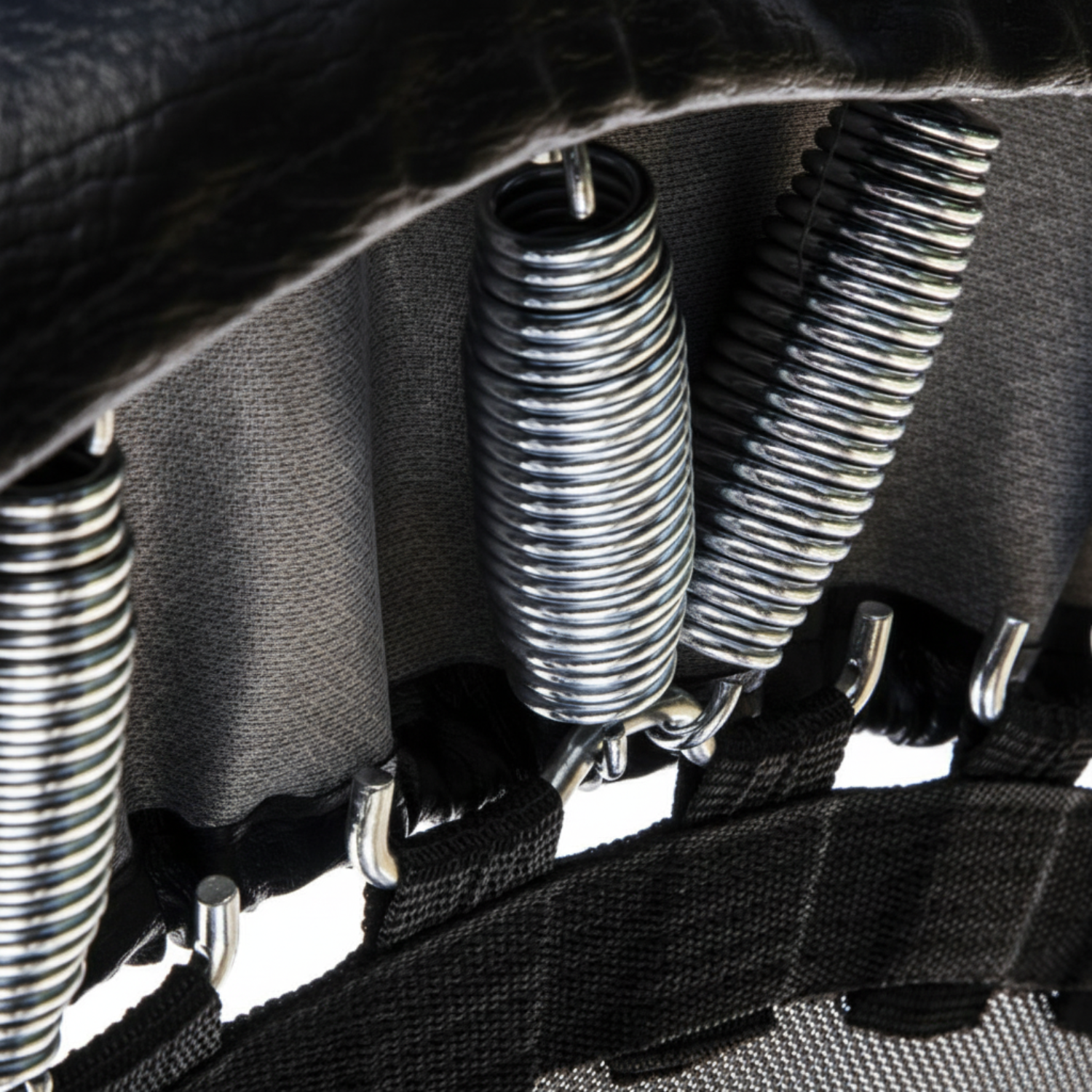Close-up of a spring mechanism of the rebounder underside