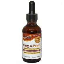 Bottle of Chag-o-Power liquid supplement featuring Liquid Chaga with P73 Oregano for energy and stamina.