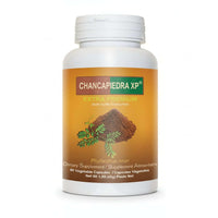 Chanca Piedra XP herbal dietary supplement bottle with 90 vegetable capsules for stone breaking and digestion support.