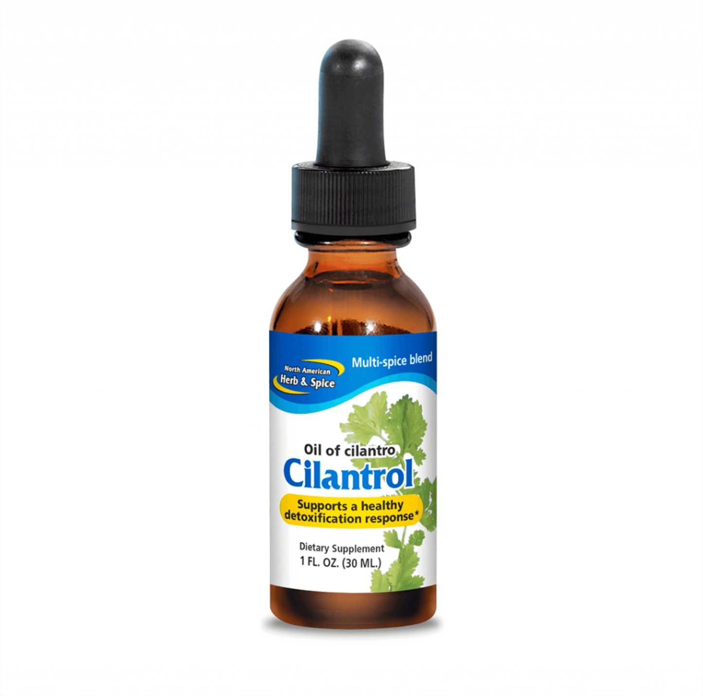 Wild Mountain Cilantro Oil in a dropper bottle, supporting detoxification and cleansing processes.