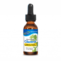 Bottle of Cilantrol - Mountain Grown Cilantro Oil for detoxification support, 1 oz (30 mL) dietary supplement.