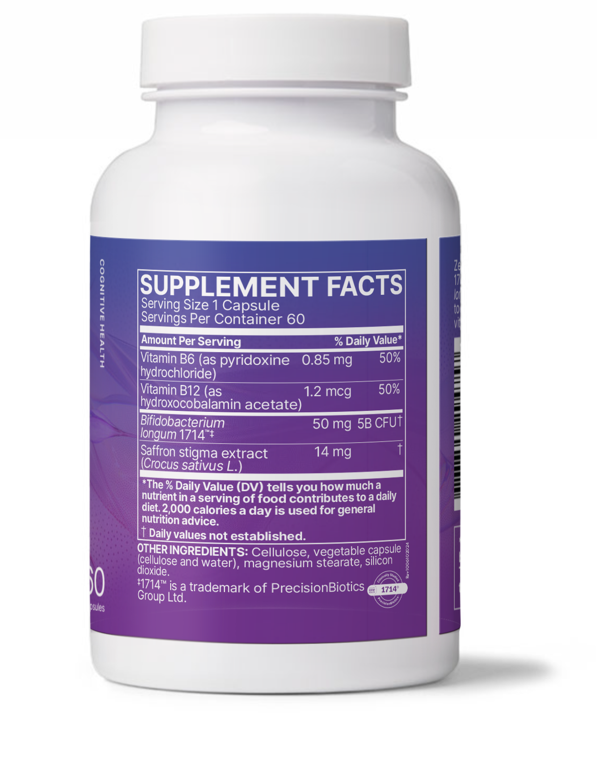 ZenBiome Cope supplement facts label for psychobiotic for stress management.